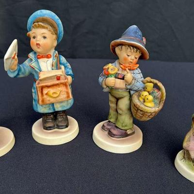 Goebel Hummel Figurines – School Boy, Postman, Easter Greetings & Feeding Time