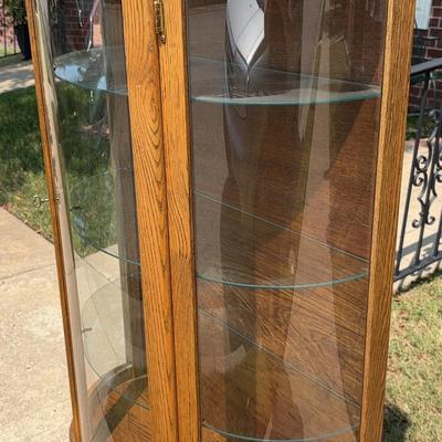 Curio Cabinet with Curved Glass Doors & Glass Shelves – 62" H x 33" W