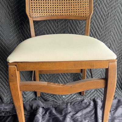 Set of 4 Folding Wicker Chairs – Wooden Frames with Woven Cane Backs & Seats