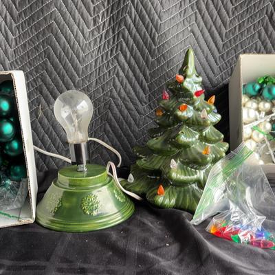 Vintage Christmas Collection – Ceramic Light-Up Tree, Ornaments Holiday Décor