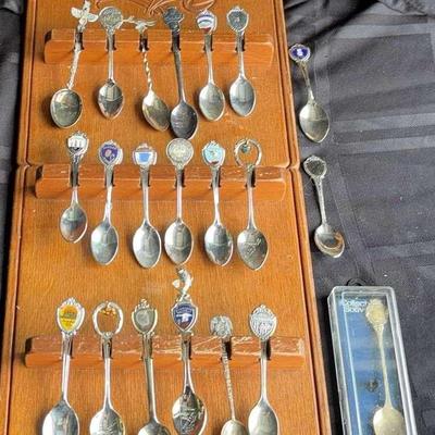 Collection of Mini Collectible Spoons with Display Rack