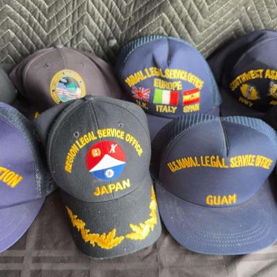 Collection of U.S. Navy & Military Caps – USNS Comfort, Submarine Base, Legal Service