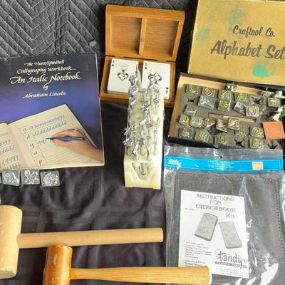Metal Stamping & Calligraphy Tool Set – Alphabet Stamps, Mallets, Workbook & Accessories