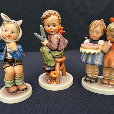 Goebel Hummel Figurines – Boy with Toothache, Happy Birthday & Little Tailor