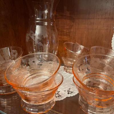 Sale Photo Thumbnail #148: Pink glass set 