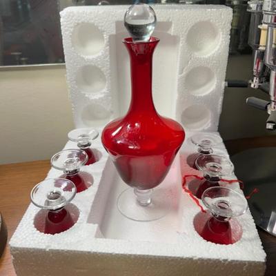 Sale Photo Thumbnail #27: Red glass decaunter 