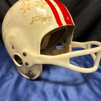 Lot 525: Vintage J.C. Higgins All Star Football Helmet – Red Stripes & Stars – Model 2474M