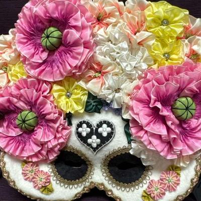 Lot 131:  Handcrafted Floral Day of the Dead Mask