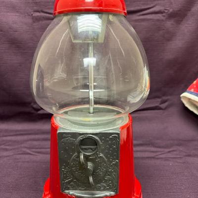 Lot 123:  Vintage Red Gumball Machine with Glass Globe