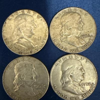 Lot 534: Franklin Half Dollars – 1952, 1956, 1963, 1965