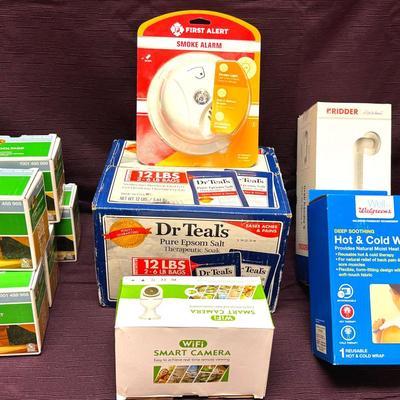 Lot 103: Mixed Lot Including Smoke Alarm, LED Deck/Step Light, WiFi Smart Camera, Hot/Cold Wrap,Etc.