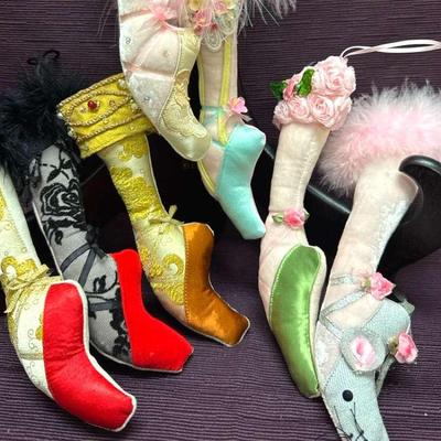 Lot 134:  Set of Vintage Decorative Fabric Shoe Ornaments – Ballet & Victorian Style