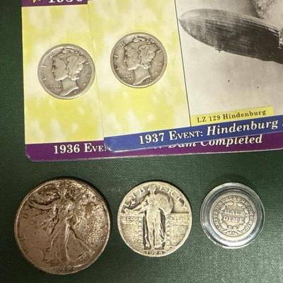 Lot 538: U.S. Silver Coin Lot – Walking Liberty Half, Standing Liberty Quarter, Mercury Dimes, and M