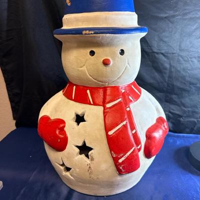Lot 553: 2 Large Hand-Painted Snowman Luminary Decoration