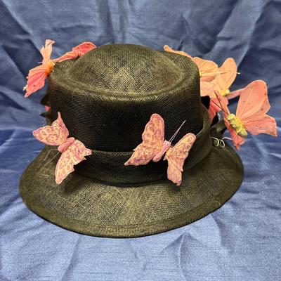 Lot 418: Ms. Purdy Original Black Hat with Pink Butterfly Accents