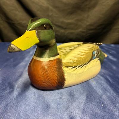 Lot 519: Hand-Carved & Painted Wooden Duck Decoy by Glenn Huffman – Signed