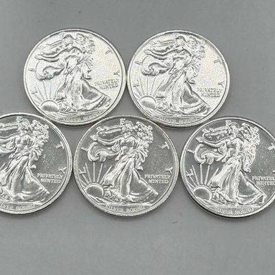 122 • (5) 1ozt .999 fine silver eagle coins