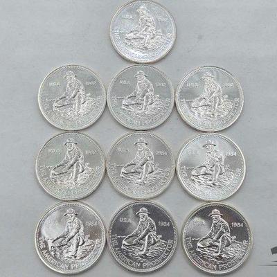 75 • (10) 1ozt .999 fine silver american prospector silver coins