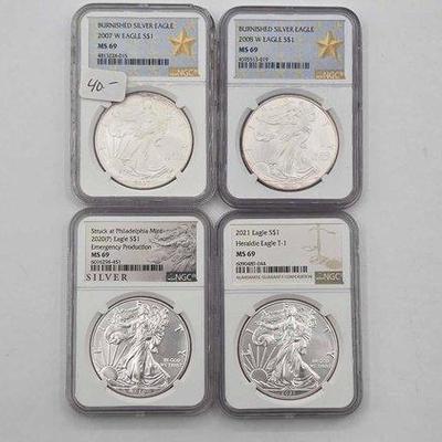 112 • (4) 1ozt .999 fine silver eagle coins