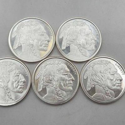 152 • (5) 1ozt .999 fine silver buffalo nickle coins