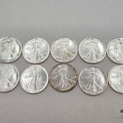 98 • (10) 1ozt .999 fine silver eagle coins