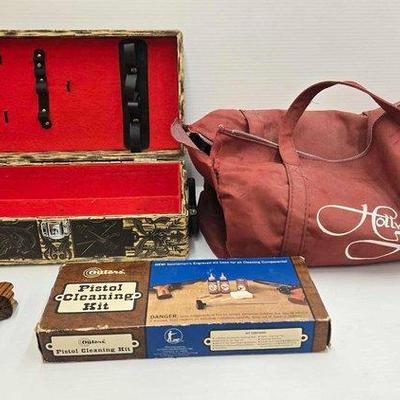 1844 • pistol cleaning kit, wooden gun grip & more