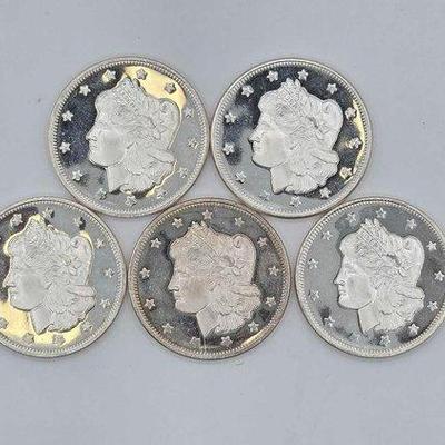 124 • (5) 1ozt .999 fine silver morgan silver dollars
