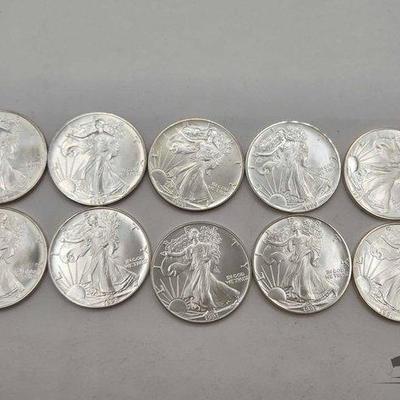 90 • (10) 1ozt .999 fine silver american eagle coins