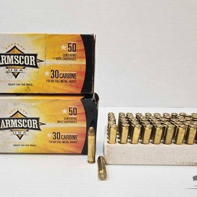 1340 • 100 rounds of armscor 30 carbine ammo