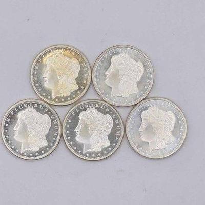 128 • (5) 1ozt .999 fine silver morgan silver dollar coins