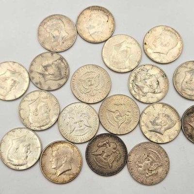 196 • (18) 90% silver kennedy half dollars, 224g
