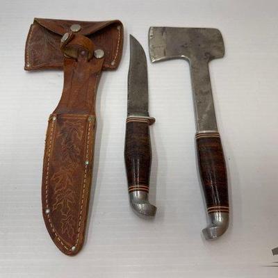 1800 • hand ax hatch and knife with sheath