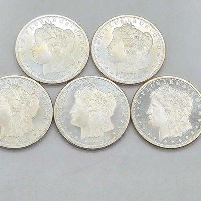132 • (5) 1ozt .999 fine silver morgan silver dollar coins