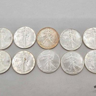 96 • (10) 1ozt .999 fine silver eagle coins