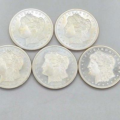 142 • (5) 1ozt .999 fine silver morgan silver dollar coins