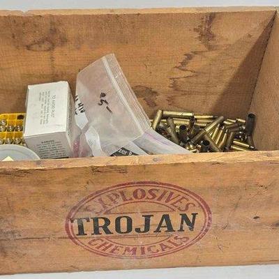 1848 • wooden crate filled with reloading brass