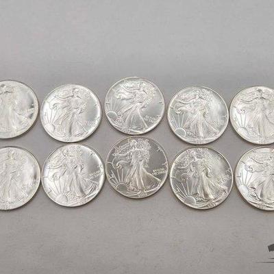 102 • (10) 1ozt .999 fine silver american eagle coins