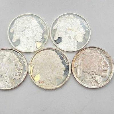 146 • (5) 1ozt .999 fine silver buffalo nickle coins