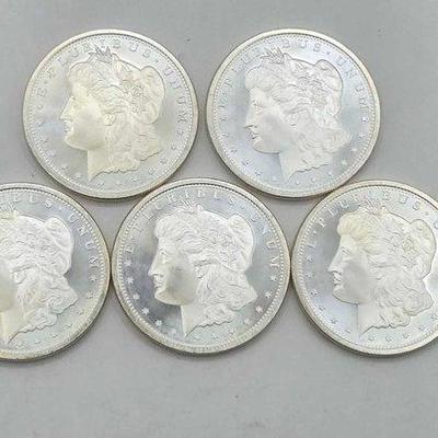 136 • (5) 1ozt .999 fine silver morgan silver dollar coins