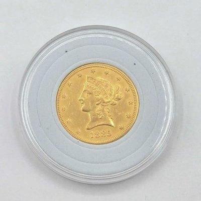 54 • 1855 coronet head $10 u.s. gold coin, 16.7g