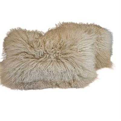 Lot 024-001   
Mongolian Curly Lamb Decorator Pillows, White/Grey Two (2)