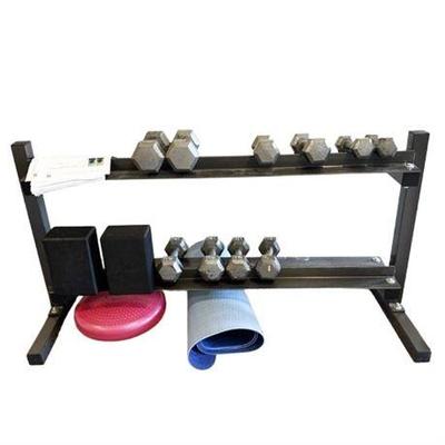 Lot 500-096   
Gym Equipment- Rack, Set of Ten Dumbells, Yoga Blocks, Matt, and Circle Weight