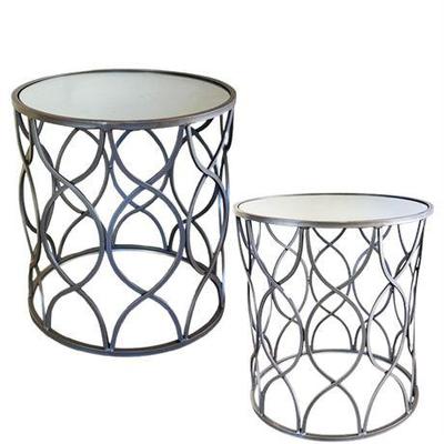 Lot 006   
Contemporary Mirror Top Nesting Side Tables, Two (2)