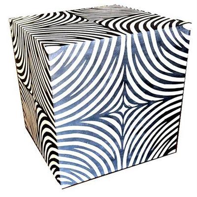 Lot 010  
Contemporary Ironwood and Bone Inlay Square Stool/Side Table One (1)