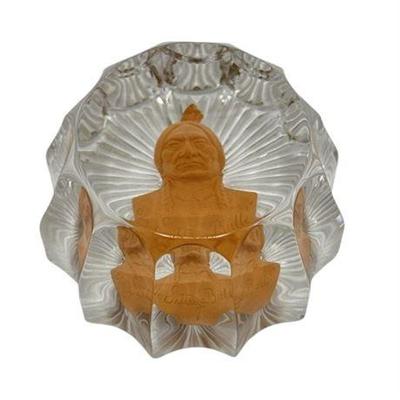 Lot 088   
Cristal D'Albret Crystal Paperweight, Sitting Bull