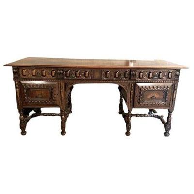 Lot 029-091   
Kittinger Jacobean Revival Style Walnut Partners Library Desk