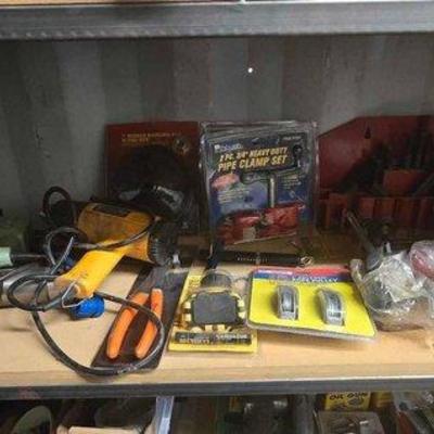 5108 • jig saw, heat gun, pipe clamp set, rope pulley & more