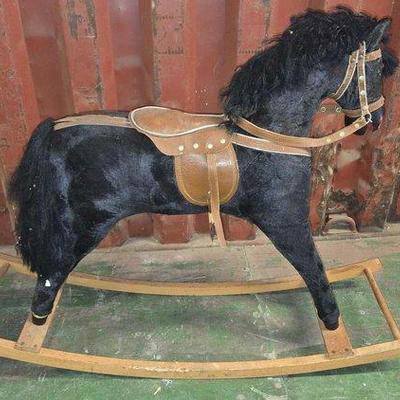 6066 • black stuffed rocking horse