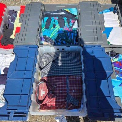 85022 • (6) tubs of shirts, towels & more