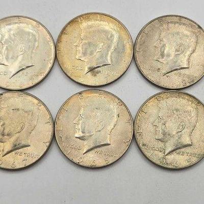 1416 • (6) 40% silver kennedy half dollars, 68.8g